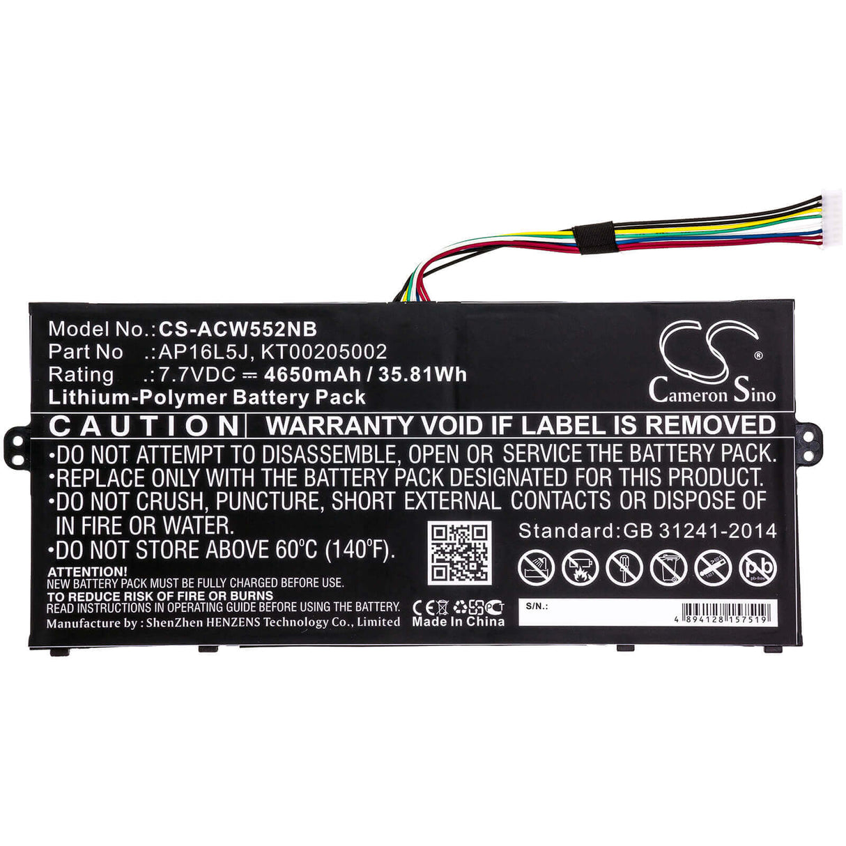 Battery For Acer, Kt.00205.002, Nx.gtmed.008, Nx.gtmef.019 7.7v, 4650mah - 35.81wh Notebook, Laptop Cameron Sino Technology Limited