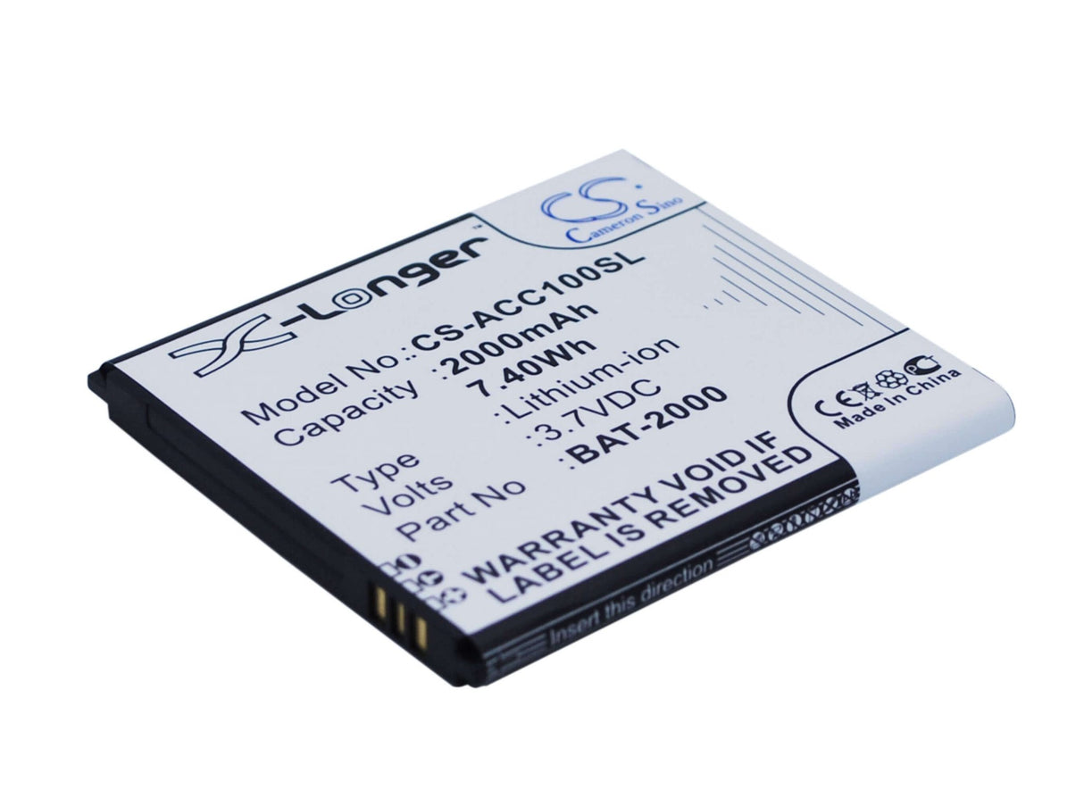3,7V, Li-ion, 2000mAh, Batterie de smartphone adaptée pour Acer, Bat-2000, Liquid C1, 7,4Wh Mobile, Smartphone Cameron Sino Technology Limited (Smartphone)