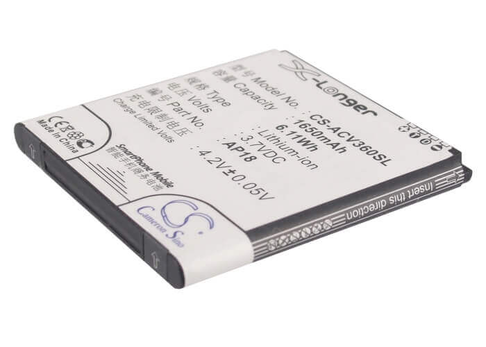 3.7V, Li-ion, 1650mAh, SmartPhone battery fits Acer, Ap18, Liquid E1, Liquid E1 Dou, 6.11Wh Mobile, SmartPhone Cameron Sino Technology Limited (Smartphone)