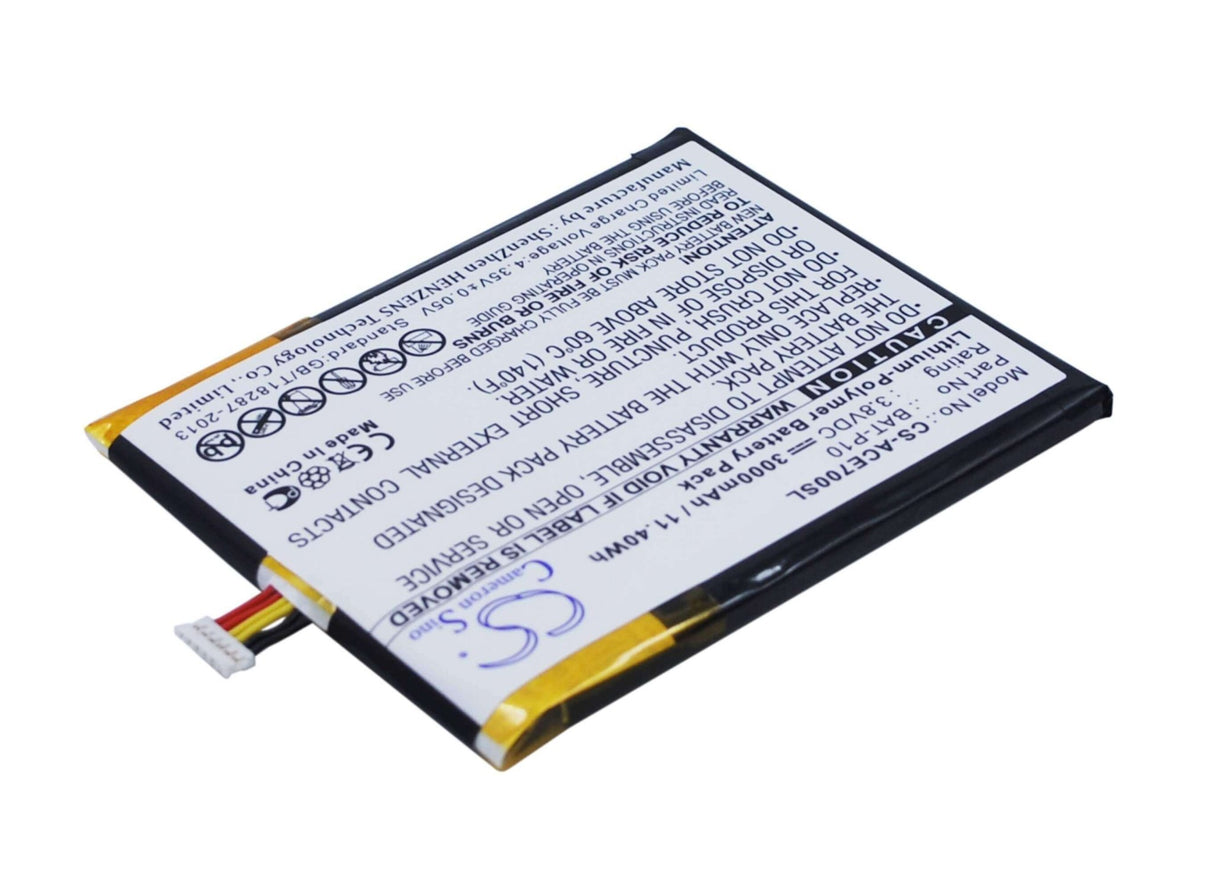 3,8V, Li-Polymer, 3000mAh, batterie de smartphone compatible avec Acer, Bat-p10, E39, Liquid E700, 11.4Wh Mobile, Smartphone Cameron Sino Technology Limited (Smartphone)