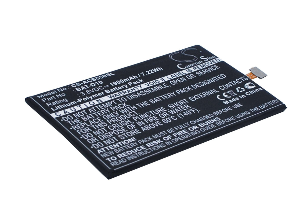 3.8V, Li-Polymer, 1900mAh, SmartPhone battery fits Acer, Bat-d10, Liquid Jade S, Liquid Jade Z, 7.22Wh Mobile, SmartPhone Cameron Sino Technology Limited (Smartphone)
