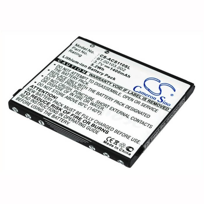 3.7V, Li-ion, 1400mAh, SmartPhone battery fits Acer, 1uf504553-1-t0582, Liquid S110, Neotouch S110, 5.18Wh Mobile, SmartPhone Cameron Sino Technology Limited (Smartphone)
