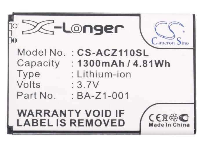 3,7V, Li-ion, 1300mAh, batterie de smartphone compatible avec Acer, Ba-z1-001, Liquid Z110 Dou, Liquid Z120, 4,81Wh Mobile, Smartphone Cameron Sino Technology Limited (Smartphone)