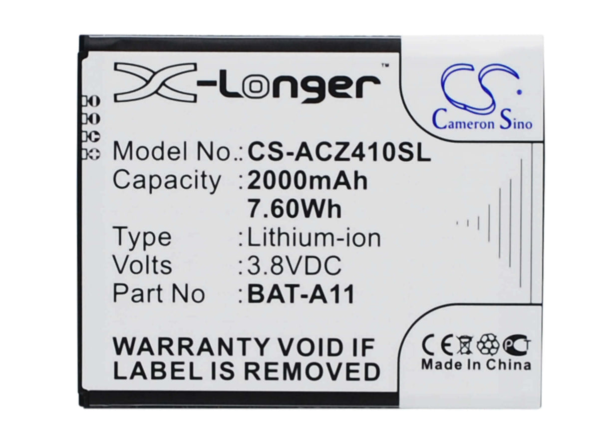 3.8V, Li-ion, 2000mAh, SmartPhone battery fits Acer, Bat-a11, Liquid M330, Liquid M330 Dual Sim, 7.6Wh Mobile, SmartPhone Cameron Sino Technology Limited (Smartphone)