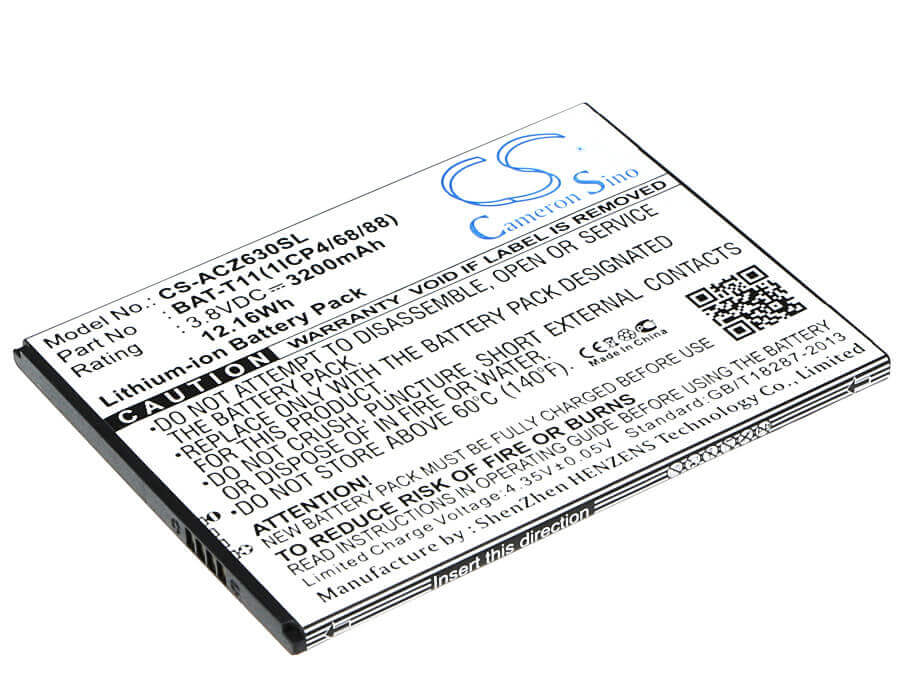 3.8V, Li-ion, 3200mAh, SmartPhone battery fits Acer, Bat-t11, Liquid Z630, Liquid Z630s, 12.16Wh Mobile, SmartPhone Cameron Sino Technology Limited (Smartphone)