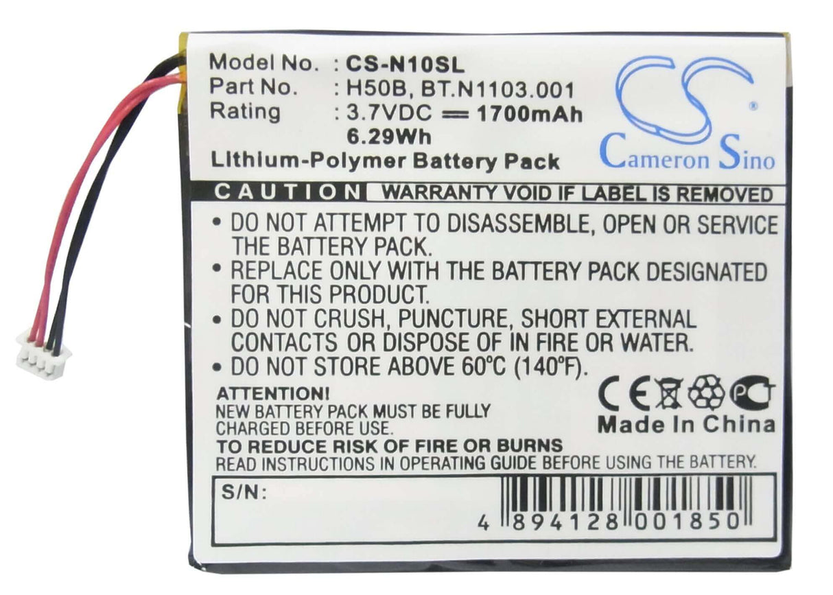 Battery For Acer N10 3.7v, 1700mah - 6.29wh Batteries for Electronics Cameron Sino Technology Limited (Suspended)
