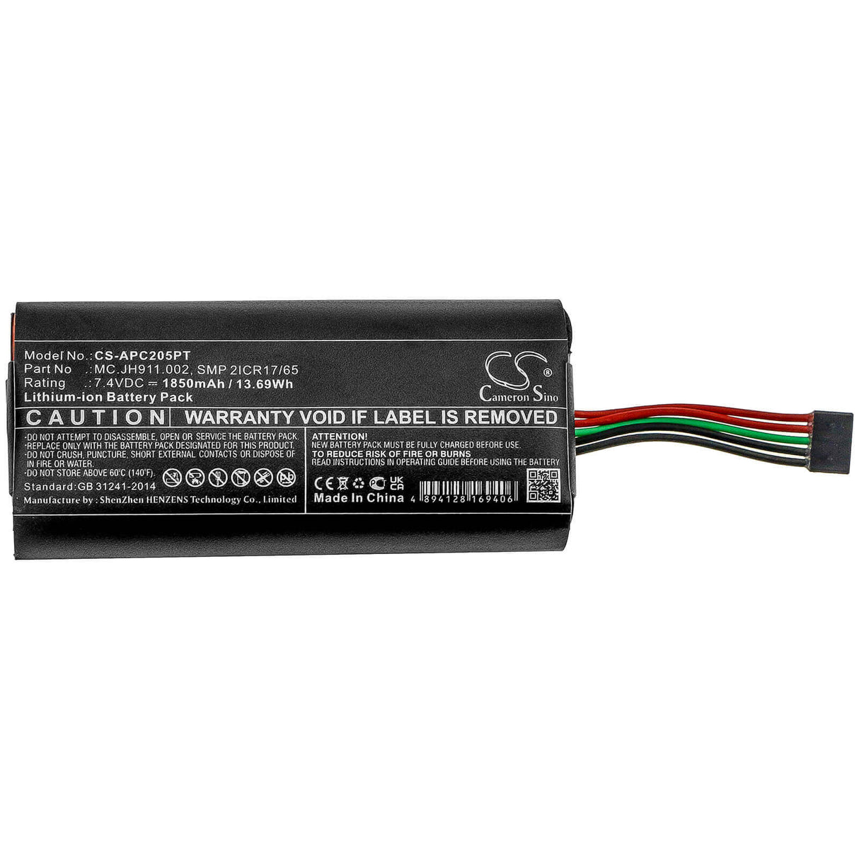7.4V, Li-ion, 1850mAh, Batterie de projecteur compatible avec Acer, Mc.jh911.002, Projecteur C205, 13.69Wh Projecteur Cameron Sino Technology Limited