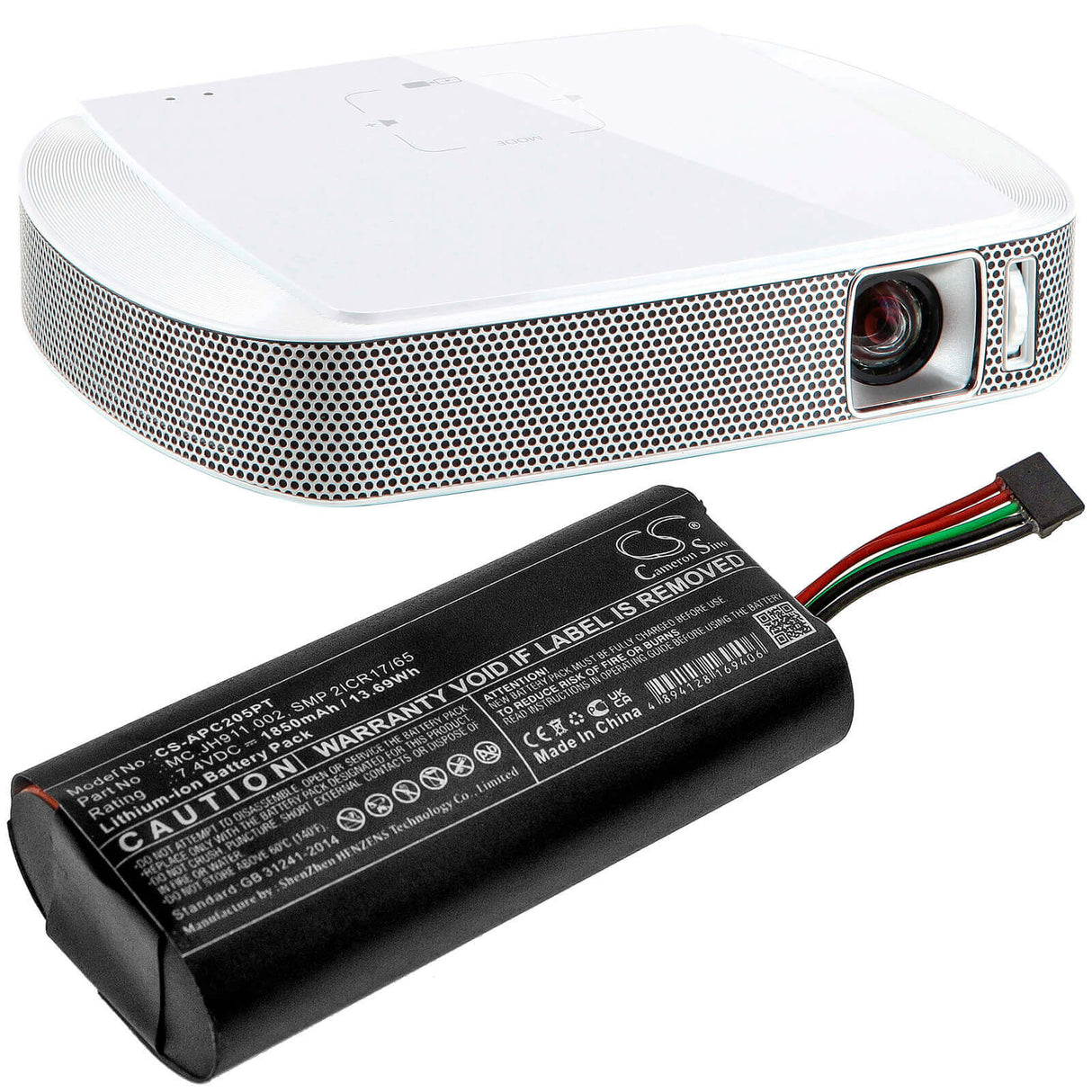 7.4V, Li-ion, 1850mAh, Batterie de projecteur compatible avec Acer, Mc.jh911.002, Projecteur C205, 13.69Wh Projecteur Cameron Sino Technology Limited