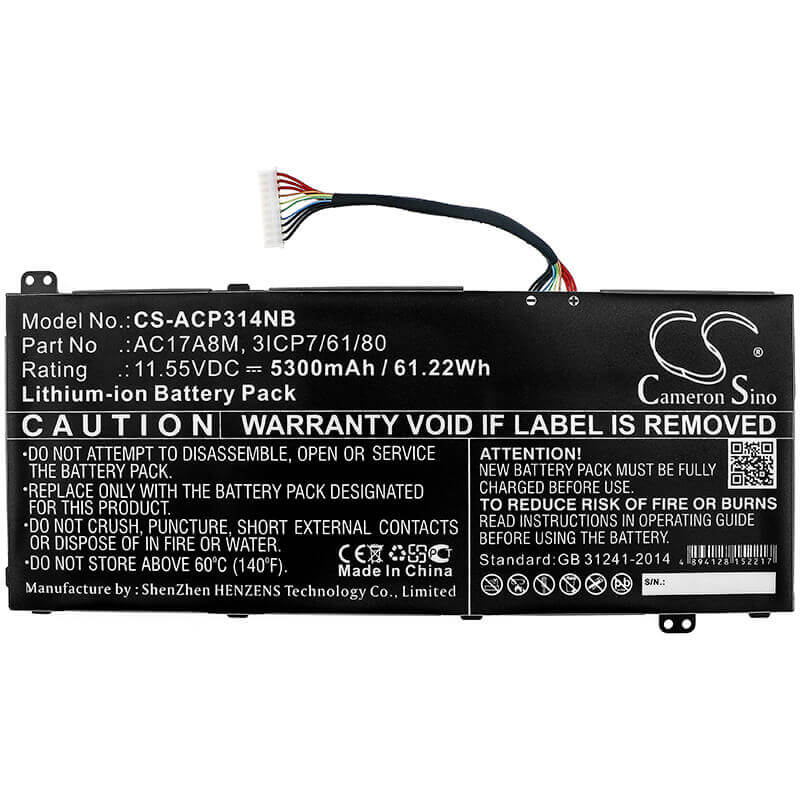 Notebook battery For Acer, Sf314-52-57ej, Sp314-52, 11.55v, 5300mah - 61.22wh Notebook, Laptop Cameron Sino Technology Limited
