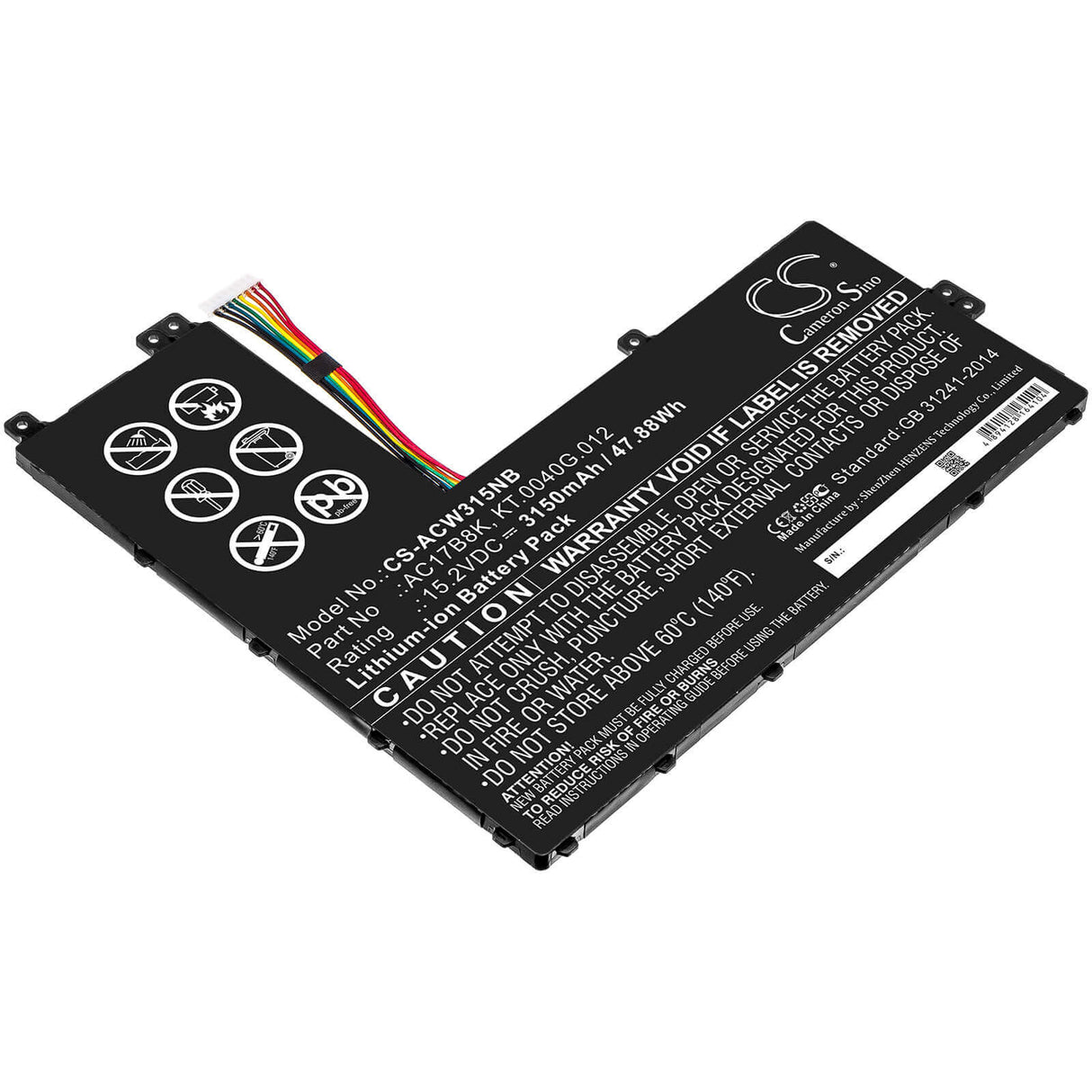 Battery For Acer, Sf315-52g-51hv, Sf315-52g-55ew, Sf315-52g-55uw 15.2v, 3150mah - 47.88wh Notebook, Laptop Cameron Sino Technology Limited