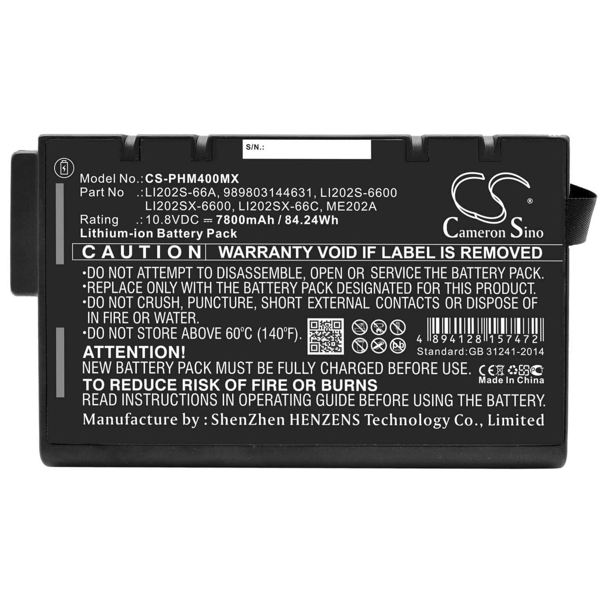 Batterie pour Acterna, Mts-8000, Aerotrak, Moniteur de poussière 10.8v, 7800mah - 84.24wh Médical Cameron Sino Technology Limited (Suspendu)