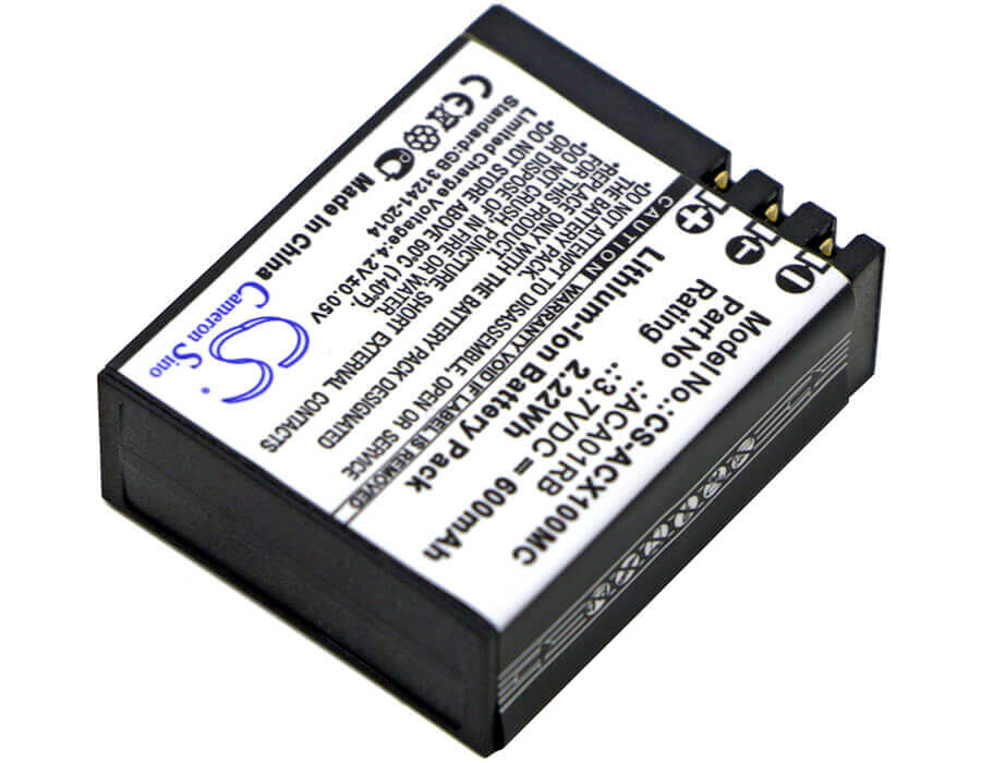 3.7V, Li-Polymer, 600mAh, Camera battery fits Activeon, Aca01rb, Cx, Cx Gold, 2.22Wh Camera Cameron Sino Technology Limited (Camera)