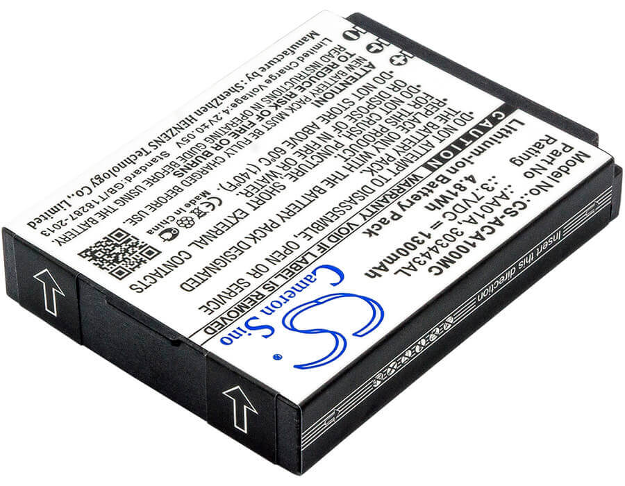 3.7V, Li-ion, 1300mAh, Camera battery fits Activeon, 303443al, Cx Gold, Dka10w-b, 4.81Wh Camera Cameron Sino Technology Limited (Camera)