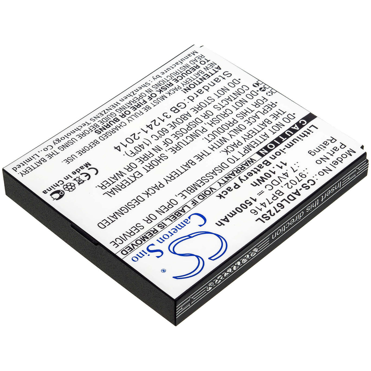 7.4V, Li-ion, 1500mAh, Equipment battery fits Additel, 9702, 672, Adt 672, 11.1Wh Equipment, Survey, Test Cameron Sino Technology Limited