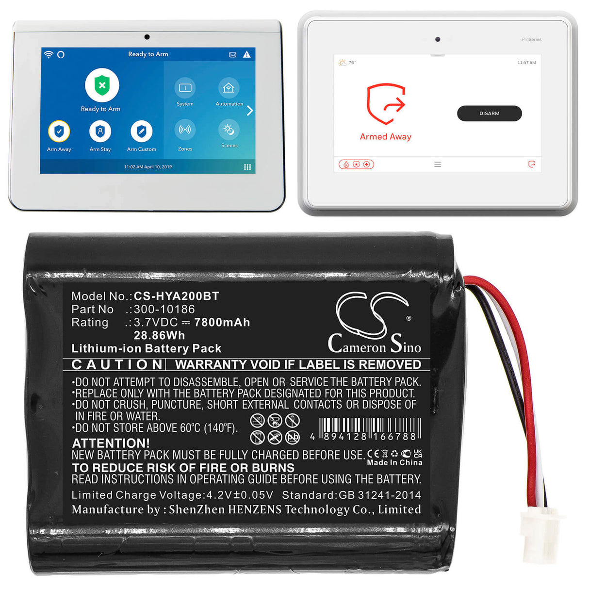 Alarm Battery For Adt, Command Smart Security Panel, Honeywell, Ai05-2 3.7v, 7800mah - 28.86wh Alarm System Cameron Sino Technology Limited