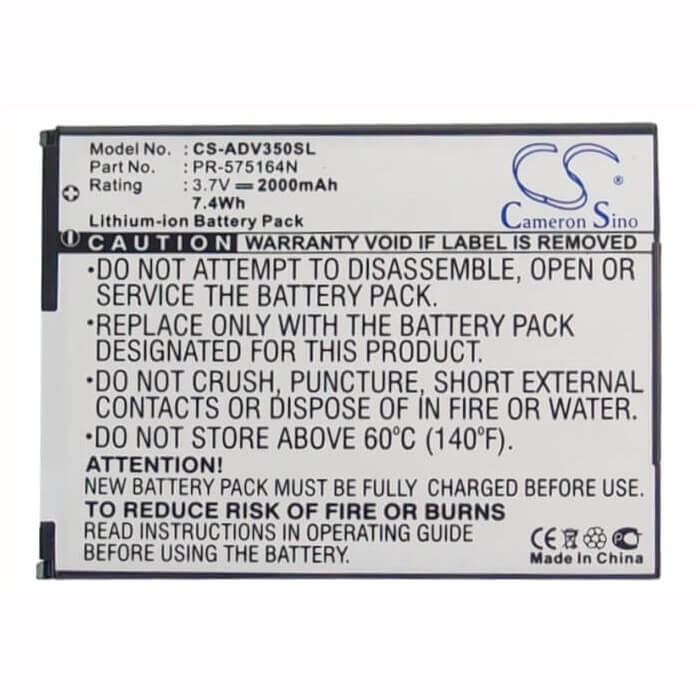 Batterie pour Advent 3500 3.7v, 2000mah - 7.40wh Batteries pour Électronique Cameron Sino Technology Limited (Suspendu)