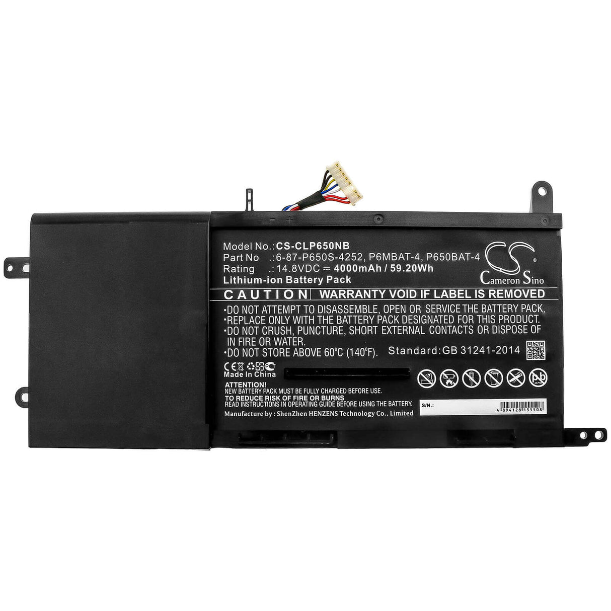 Battery For Advent, T5, Clevo, P650hp3-g 14.8v, 4000mah - 59.20wh Notebook, Laptop Cameron Sino Technology Limited
