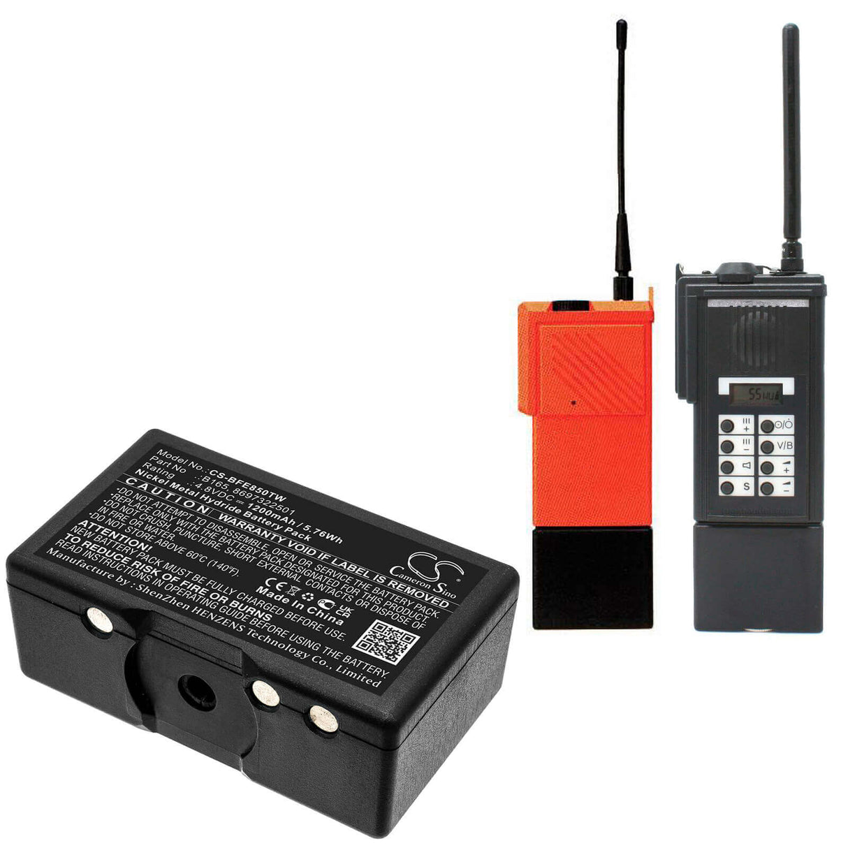 4.8V, Ni-MH, 1200mAh, Two-Way Radio battery fits Aeg, Ascom, Bosch, 8697322501, Teleport 9s/10, 5.76Wh Two-Way Radio Cameron Sino Technology Limited