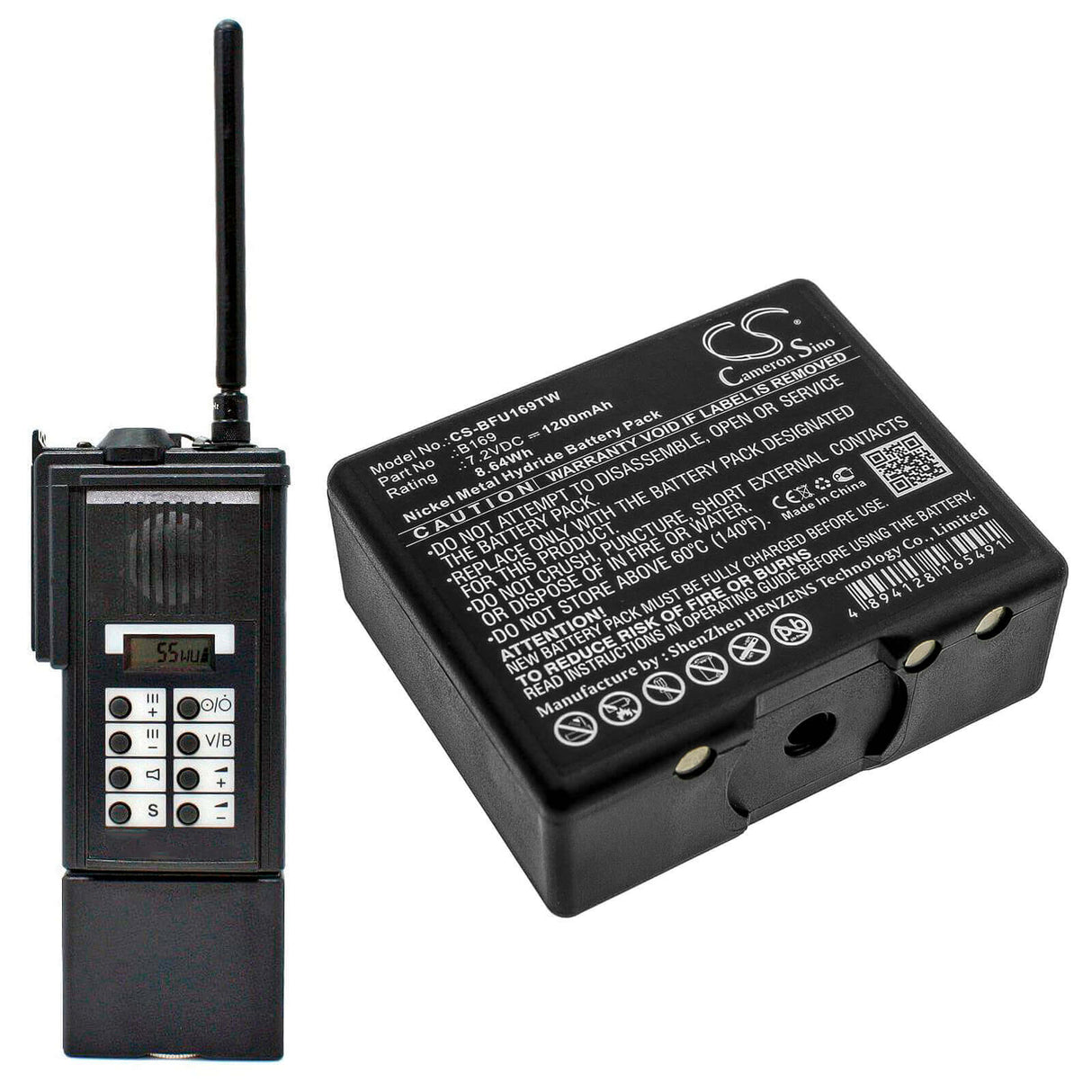7.2V, Ni-MH, 1200mAh, Two-Way Radio battery fits Aeg, Bosch, B169, Teleport K, 8.64Wh Two-Way Radio Cameron Sino Technology Limited