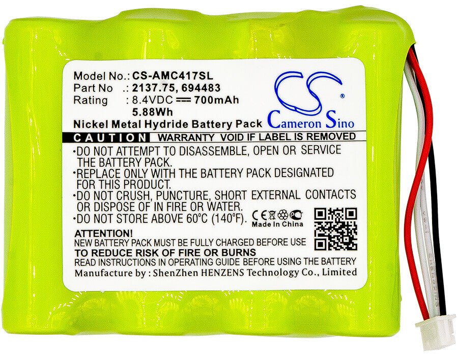 8.4V, Ni-MH, 700mAh, Batterie d'équipement compatible avec Aemc, 2137.52, 6417 Ground Tester, Pel 102, 5.88Wh Équipement, Enquête, Test Cameron Sino Technology Limited
