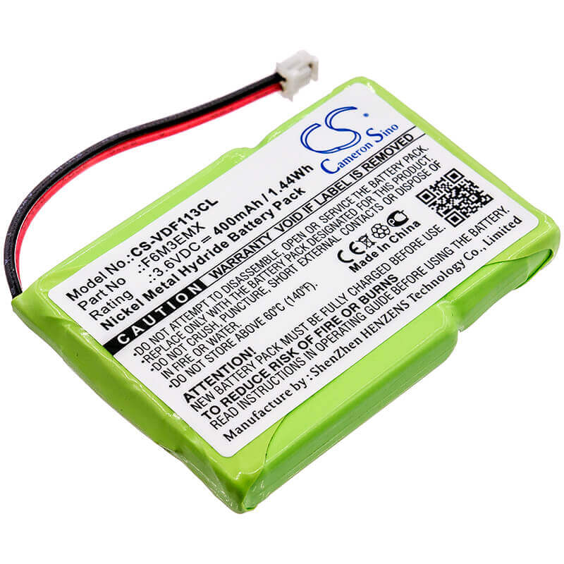 3,6V, Ni-MH, 400mAh, Batterie de téléphone sans fil compatible avec Gte, Cobra, At&t, Sagem, Bt, Goldstar, Sanyo, Vodafone, Agfeo, 4m3emjz, Dect 20, 1.44Wh Téléphone sans fil Cameron Sino Technology Limited (Téléphone sans fil)