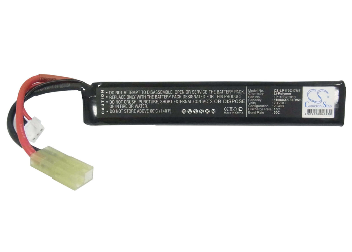 7.4V, Li-Polymer, 1100mAh, Airsoft Guns battery fits Airsoft Guns, Lp110s2c013, Cs-lp110c17mt, 8.14Wh Airsoft Guns Cameron Sino Technology Limited