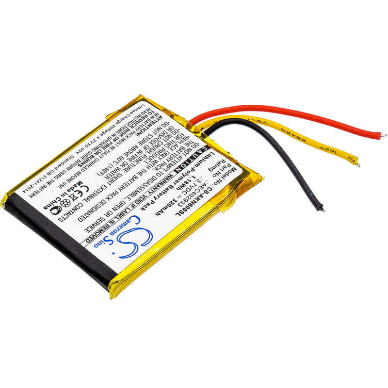 3.7V, Li-Polymer, 320mAh, Headset battery fits Akg, Aec402933, N60 Nc, 1.18Wh Wireless Headset Cameron Sino Technology Limited