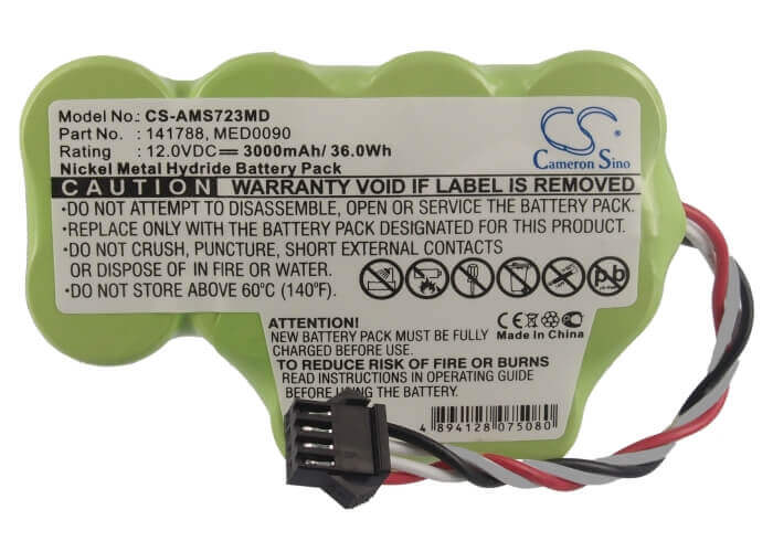 12.0V, Ni-MH, 3000mAh, Medical battery fits Diversified Medical, Alaris Medicalsystems, 141780, 7000, 7000 Infusion Pump, 36.00Wh Medical Cameron Sino Technology Limited (Medical)