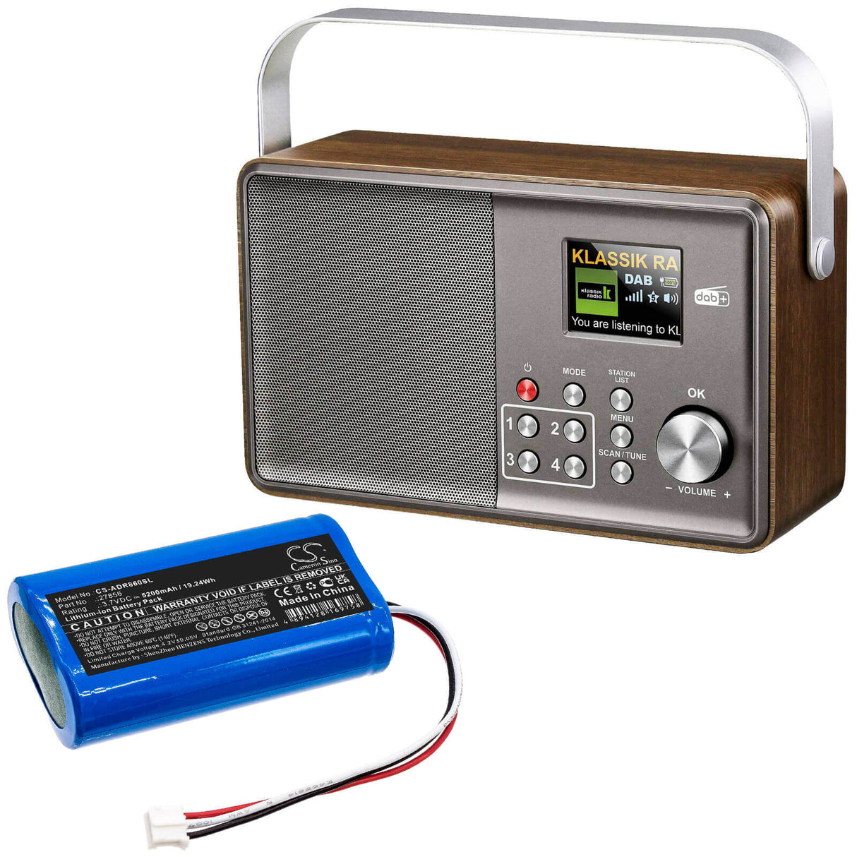 3.7V, Li-ion, 5200mAh, DAB Digital battery fits Albrecht, 27856, Dr 855, Dr 855 Digital Radio Dab +, 19.24Wh DAB Digital Cameron Sino Technology Limited