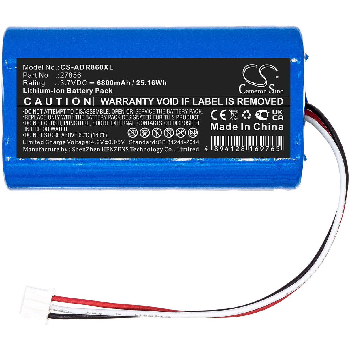 3.7V, Li-ion, 6800mAh, DAB Digital battery fits Albrecht, 27856, Dr 855, Dr 855 Digital Radio Dab +, 25.16Wh DAB Digital Cameron Sino Technology Limited