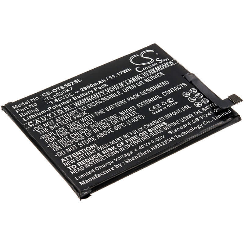 3,85V, Li-Polymer, 2900mAh, batterie de smartphone compatible avec Alcatel, Tlp030k7, 1s, Ot-5024d, 11,17Wh Mobile, SmartPhone Cameron Sino Technology Limited (Smartphone)