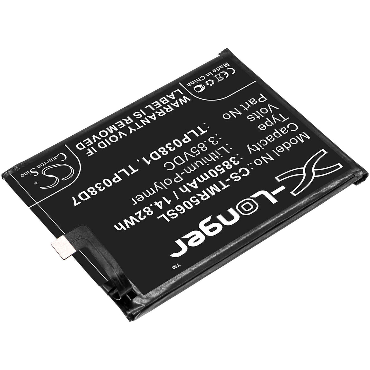 3,85V, Li-Polymer, 3850mAh, batterie de smartphone compatible avec Tcl, Verizon, Alcatel, T-mobile, Tlp038d1, 3l 2020, 5028d, 14,82Wh Mobile, Smartphone Cameron Sino Technology Limited (Smartphone)