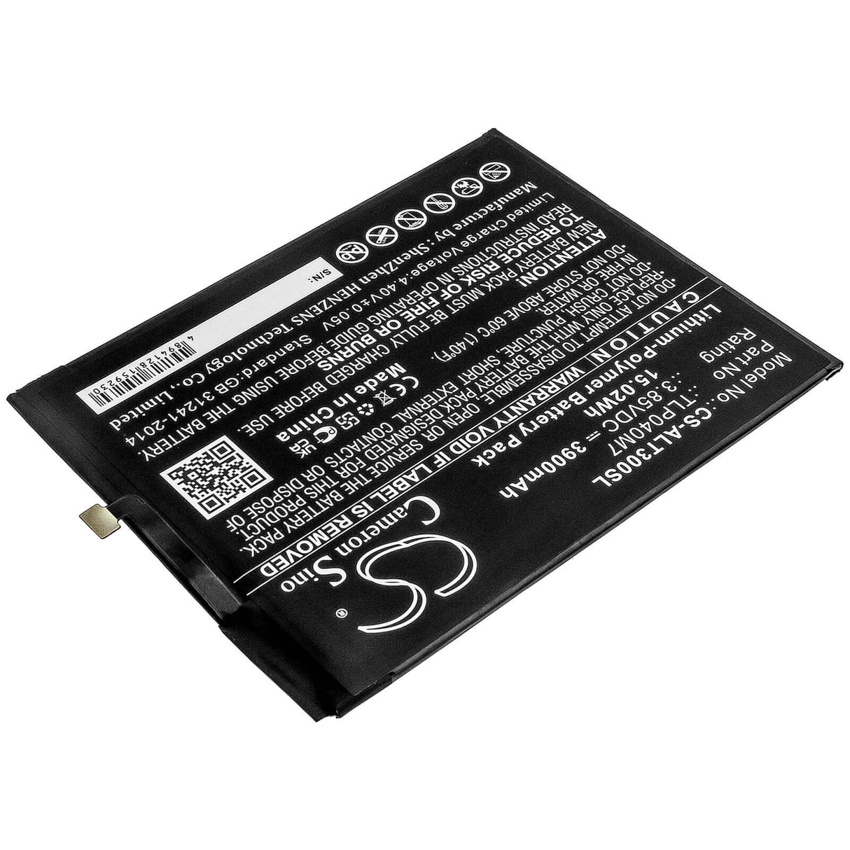 3.85V, Li-Polymer, 3900mAh, Tablet battery fits Alcatel, Tlp040m1, 3t, Ot-9032t, 15.02Wh Tablet Cameron Sino Technology Limited