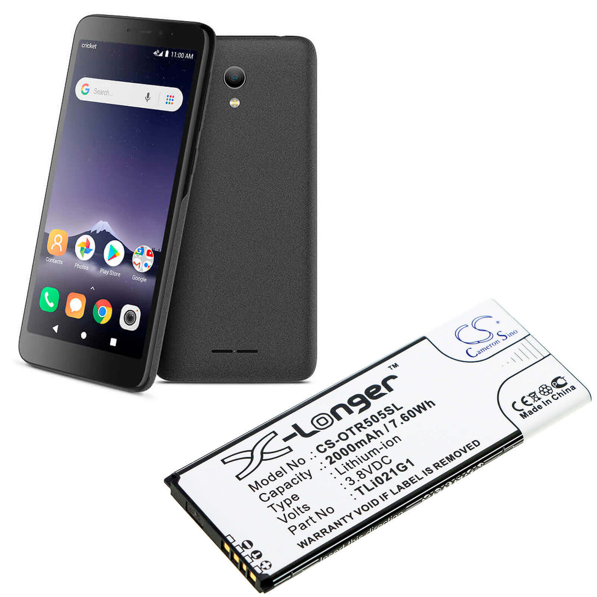 3,8V, Li-ion, 2000mAh, batterie de smartphone compatible avec Alcatel, Tli021g1, 5005r, Insight, 7,6Wh Mobile, Smartphone Cameron Sino Technology Limited (Smartphone)
