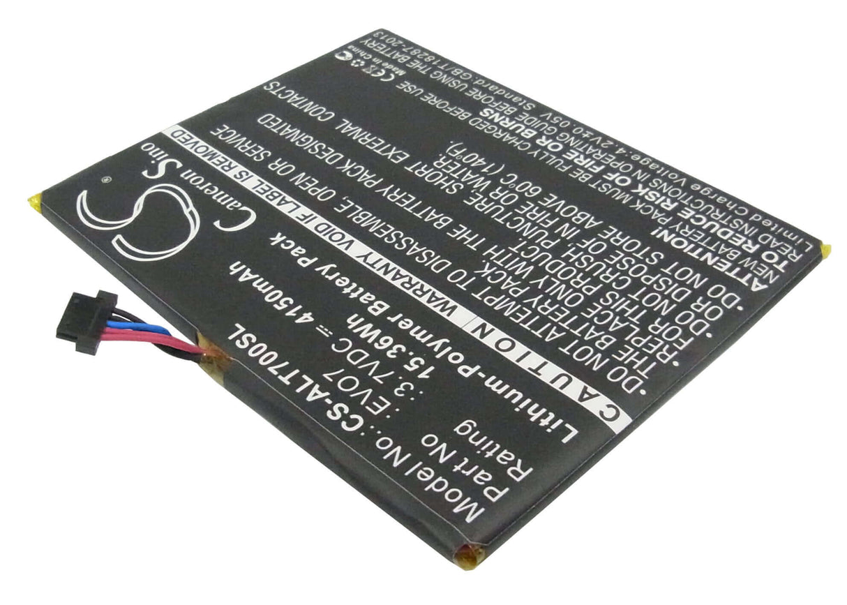 3.7V, Li-Polymer, 4150mAh, Tablet battery fits Alcatel, Cab4160000c1, One Touch Evo 7, Ot-t70, 15.36Wh Tablet Cameron Sino Technology Limited
