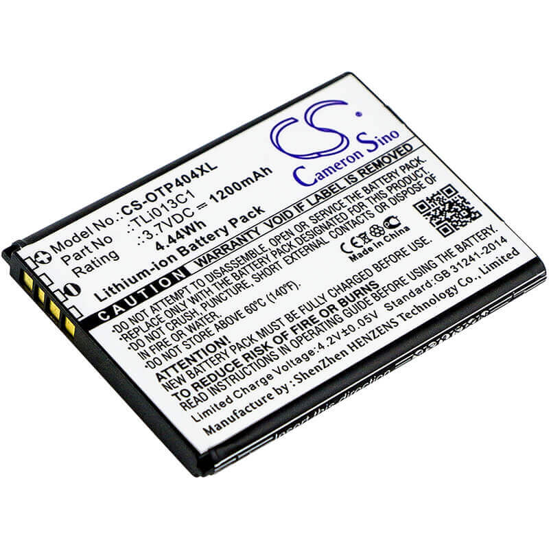 3,7V, Li-ion, 1200mAh, batterie de smartphone compatible avec Cingular, Alcatel, Tli013c1, 4052c, 4052r, 4,44Wh Mobile, Smartphone Cameron Sino Technology Limited (Smartphone)