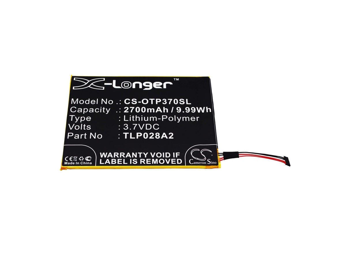 3.7V, Li-Polymer, 2700mAh, SmartPhone battery fits Alcatel, Tlp028a2, One Touch Icin, One Touch Pixi 3 (7) Lte, 9.99Wh Mobile, SmartPhone Cameron Sino Technology Limited (Smartphone)