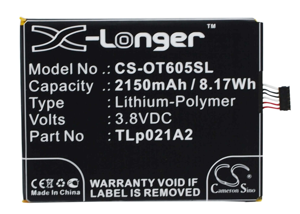 3,8V, Li-Polymer, 2150mAh, batterie de smartphone compatible avec Alcatel, Tlp021a2, One Touch Idol 2s, Ot-6050, 8,17Wh Mobile, Smartphone Cameron Sino Technology Limited (Smartphone)