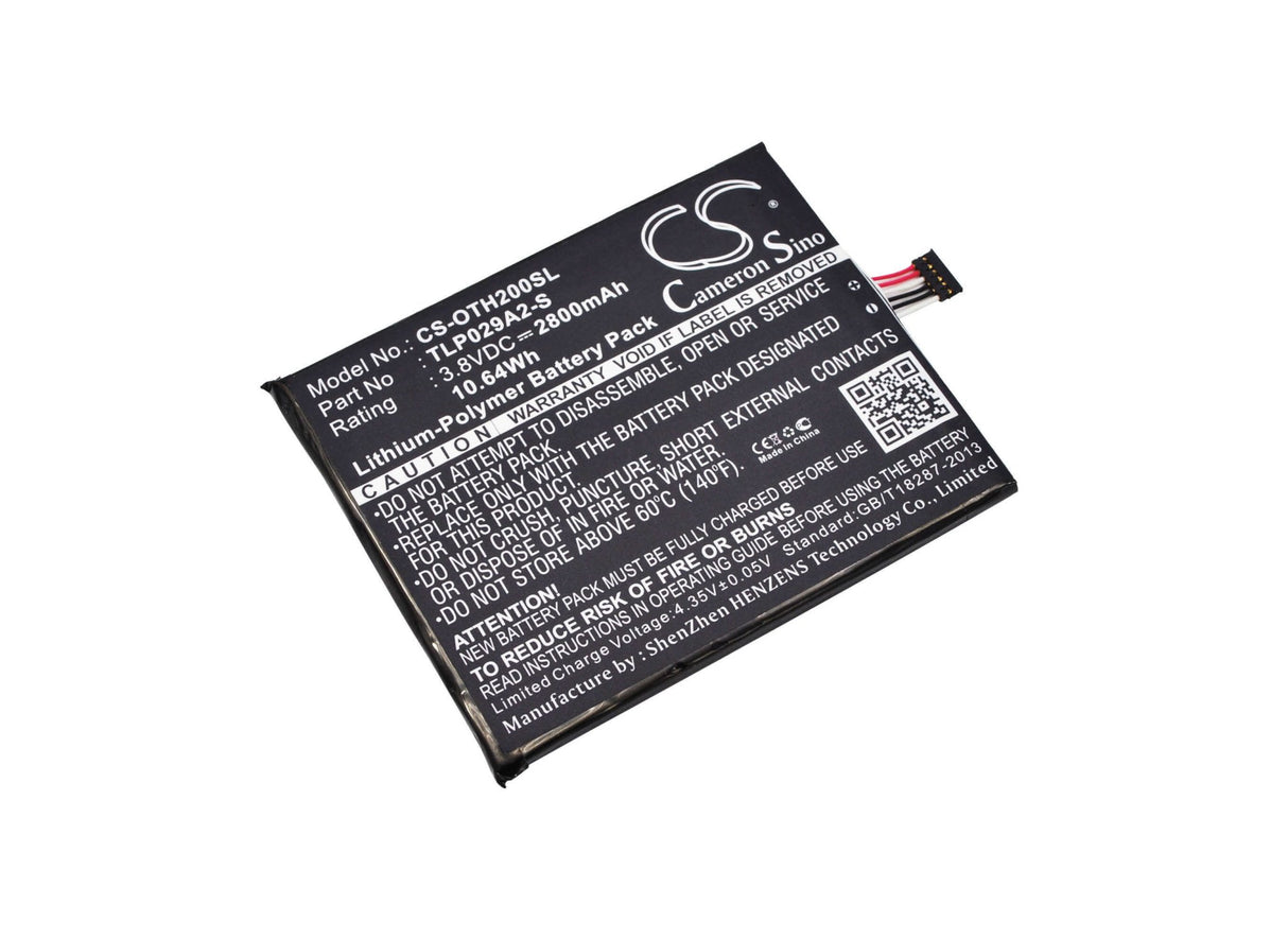 3.8V, Li-Polymer, 2800mAh, SmartPhone battery fits Tcl, Alcatel, Tlp029a2-s, Baal6045y, One Touch Idol 3 5.5, 10.64Wh Mobile, SmartPhone Cameron Sino Technology Limited (Suspended)