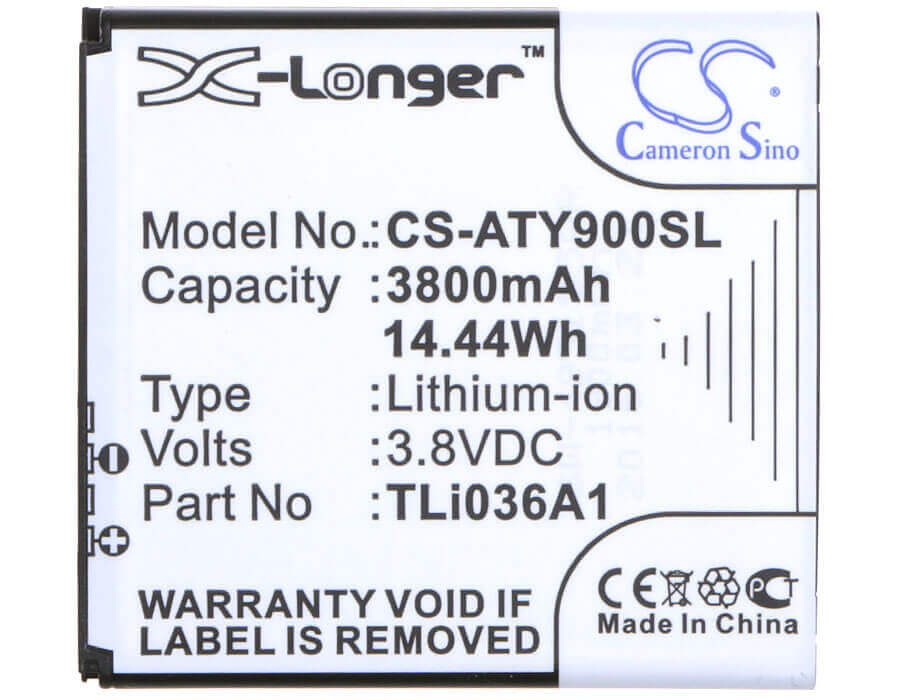 3.8V, Li-ion, 3800mAh, Hotspot battery fits Alcatel, Tli036a1, One Touch Link 4g+, One Touch Link 4g+ Lte, 14.44Wh Hotspot Cameron Sino Technology Limited