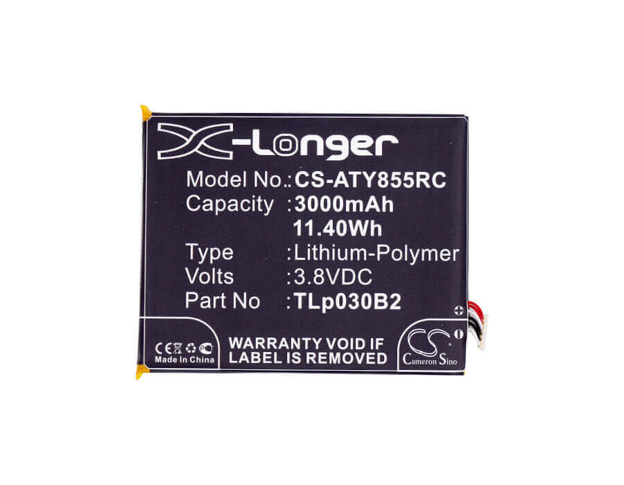 3.8V, Li-Polymer, 3000mAh, Hotspot battery fits Ee, Alcatel, Tlp030b2, One Touch Link Y855, 11.40Wh Hotspot Cameron Sino Technology Limited