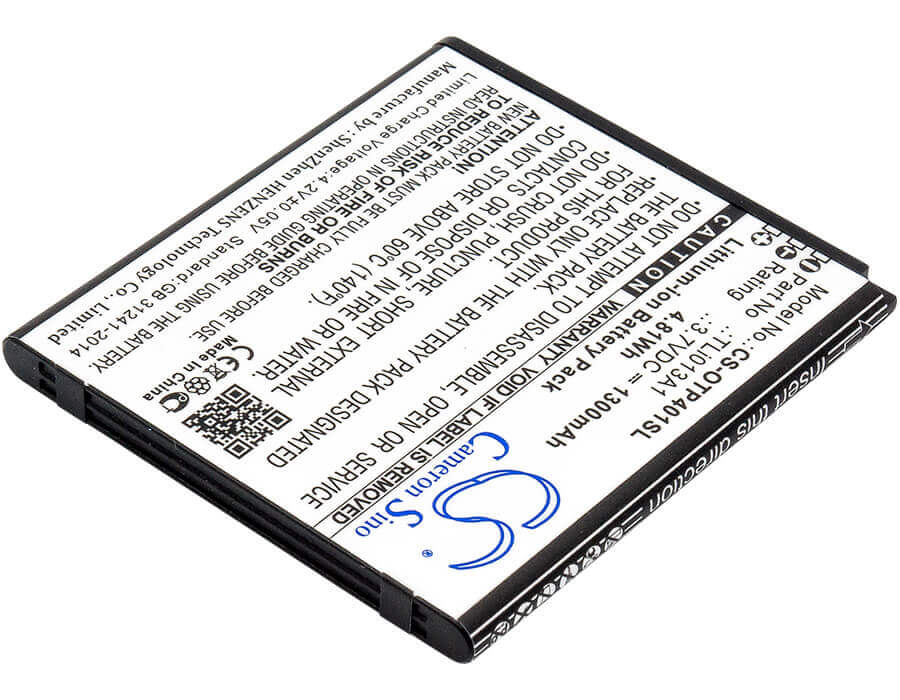 3,7V, Li-ion, 1300mAh, batterie pour smartphone compatible avec Alcatel, Tli013a1, One Touch Pixi 4 3.5, Ot-4017, 4,81Wh Mobile, Smartphone Cameron Sino Technology Limited (Smartphone)