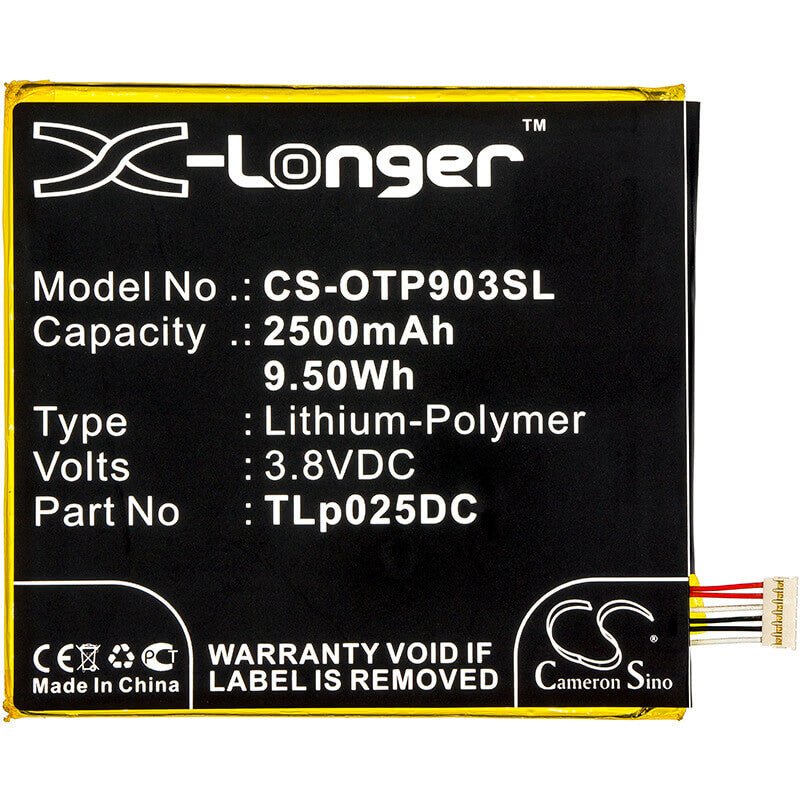3.8V, Li-Polymer, 2500mAh, batterie de smartphone compatible avec Alcatel, Tlp025d2, One Touch Pixi 4 6.0, One Touch Pixi 4 6.0 3g, 9.5Wh Mobile, Smartphone Cameron Sino Technology Limited (Smartphone)