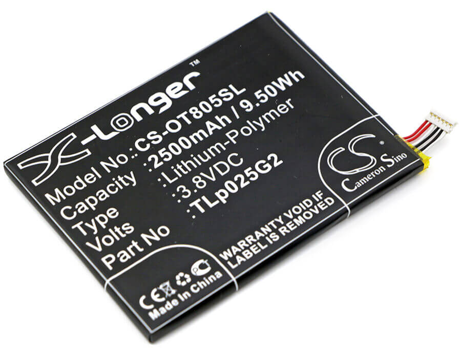 3,8V, Li-Polymer, 2500mAh, batterie de smartphone compatible avec Alcatel, Cac2580010c2, One Touch Pixi 3 8" 3g, One Touch Pixi 4 6.0, 9.5Wh Mobile, Smartphone Cameron Sino Technology Limited (Smartphone)