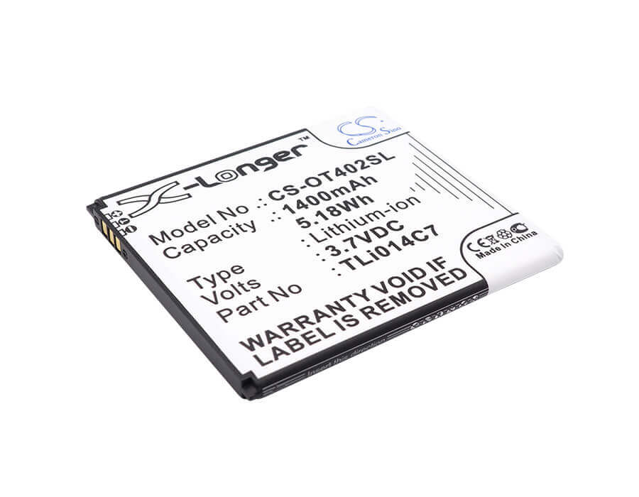 3,7V, Li-ion, 1400mAh, batterie de smartphone compatible avec Alcatel, Tli014c7, One Touch Pixi First, Ot-4024, 5.18Wh Mobile, Smartphone Cameron Sino Technology Limited (Smartphone)