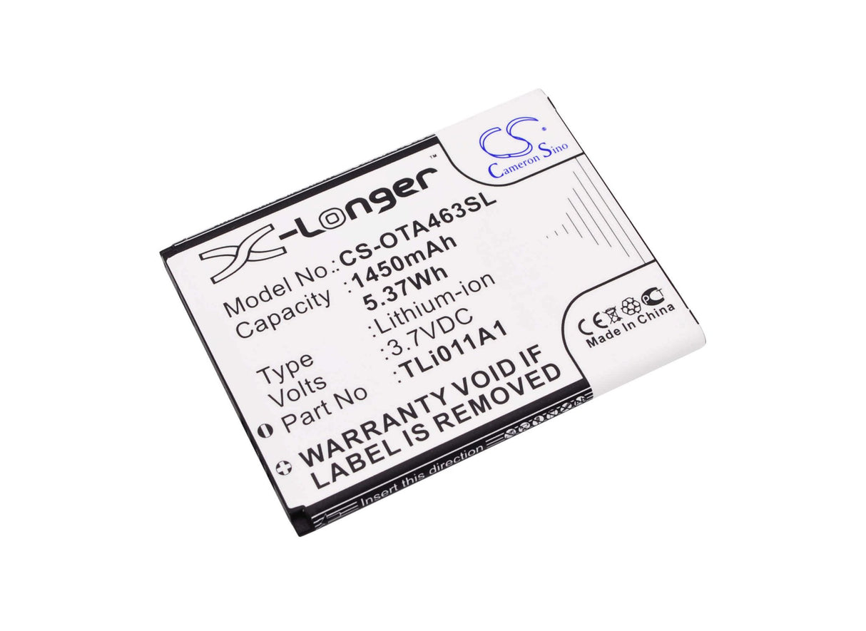 3.7V, Li-ion, 1450mAh, SmartPhone battery fits Tracfone, Net10, Alcatel, Tli011a1, A463, A463bg, 5.37Wh Mobile, SmartPhone Cameron Sino Technology Limited (Smartphone)