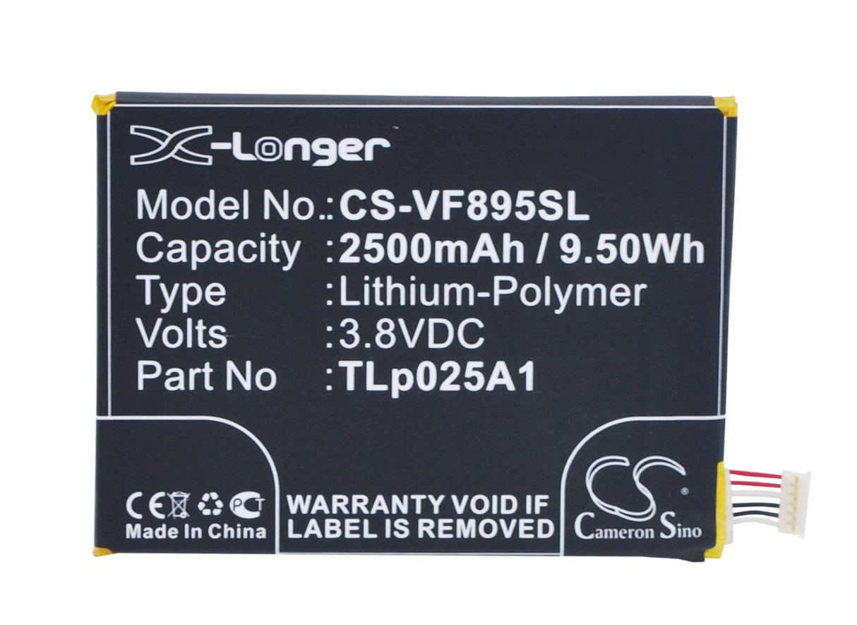 3.8V, Li-Polymer, 2500mAh, SmartPhone battery fits Alcatel, Vodafone, Tlp025a1, One Touch Pop 2 5.0, Ot-7043, 9.5Wh Mobile, SmartPhone Cameron Sino Technology Limited (Smartphone)