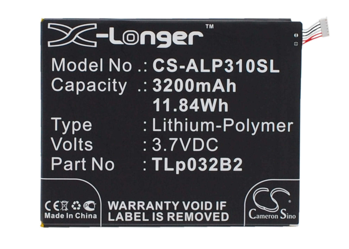 3.7V, Li-Polymer, 3200mAh, Tablet battery fits Alcatel, Tlp032b2, One Touch Pixi 3 8.0 3g, One Touch Pixi 3 8.0 Wifi, 11.84Wh Tablet Cameron Sino Technology Limited