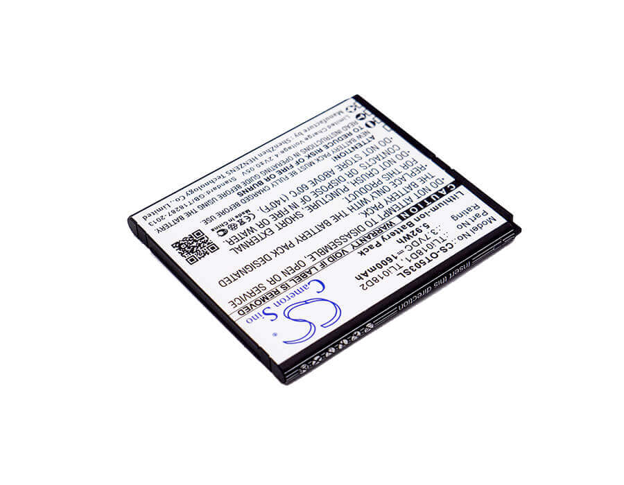 3.7V, Li-ion, 1600mAh, Hotspot battery fits Alcatel, Tcl, Alcatel, Tcl, Tli018d1, One Touch Link Y858, One Touch Link Y858v, 5.92Wh Hotspot Cameron Sino Technology Limited