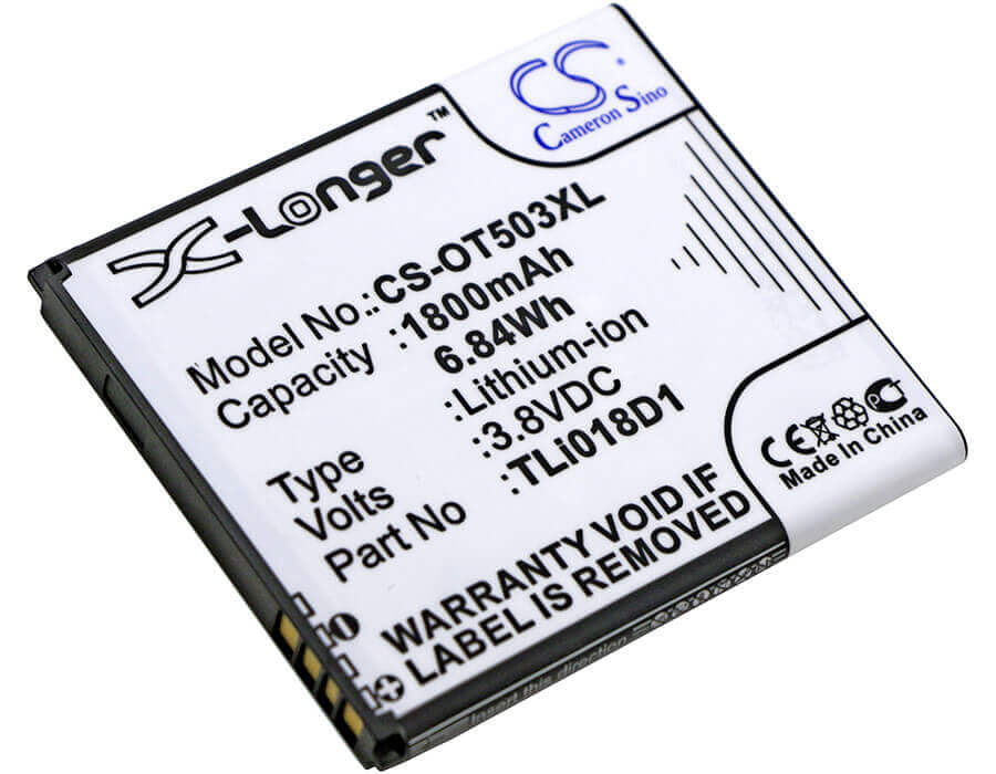 3.8V, Li-ion, 1800mAh, Hotspot battery fits Tcl, Alcatel, Alcatel, Tcl, Tli018d1, One Touch Link Y858, One Touch Link Y858v, 6.84Wh Hotspot Cameron Sino Technology Limited